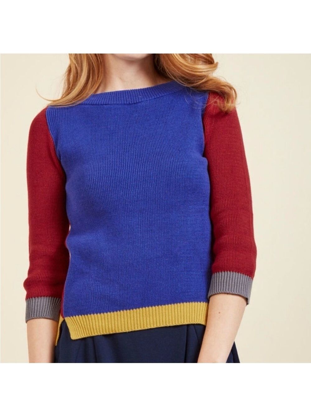 Modcloth Well-Placed Pep Colorblock Sweater - Size Large
